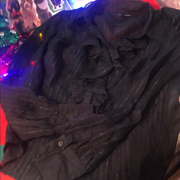 Lucky Brand black silk blouse with metallic. SizeM🔺FIRM🔺 - Picture 7 of 8